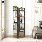 CAPHAUS 5 Tier Corner Shelf, 59.1-Inch Tall Bookshelf, Display Rack With Metal Frame, Round Shelf Unit, Stand for Bathroom, Living Room, Home, Office, Rustic Oak