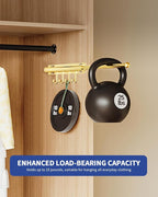 12" Valet Rod for Closet Pull Out With 4 Hooks Valet Rods for Closets (2Pack Gold) Closet Valet Rod Slide Out