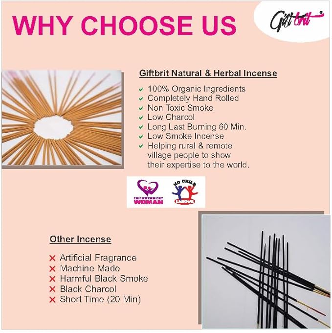 Giftbrit Whie Sage Natural & Herbal Incense Sticks 100 Sticks with Incense Holder for Meditation, Yoga, Church, Relaxation, Healing and Positivity
