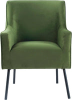 HomePop Mordern Accent Chair, Homepop Home Décor, Accent Chairs for Living Room & Bedroom, Fabric Reading Living Room Side Chair, Single Sofa with Lounge Seat and Metal Legs - Green Velvet