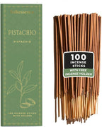 Folkulture Pistachio Incense Sticks with Holder (100 Sticks)| Pistachio Sweet Incense Stick for Meditation, Aromatherapy| No Charcoal,Organic,Non Toxic, 45 Mins, Long Burning Insence-Sticks