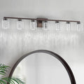 SineRise 7-Light Bronze Vanity Light with 3 Color Modes (3000K/4000K/6000K), Eye Protection LED Bathroom Light Fixture, Dimmable Modern Wall Light Over Mirror with Clear Glass Shade