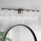 SineRise 7-Light Bronze Vanity Light with 3 Color Modes (3000K/4000K/6000K), Eye Protection LED Bathroom Light Fixture, Dimmable Modern Wall Light Over Mirror with Clear Glass Shade