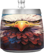 Painting Usa Flag Cool Eagle Ashtray with Lid, Outdoor Ashtrays for Patio, Stainless Steel Ashtray Odorless Smokeless for Home Office Balcony