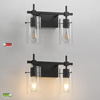 SOLFART Vintage 2 Lights Bathroom Light Fixtures Wall Sconces Black Vanity Lights for Bathroom Vanity Lighting Fixtures Wall Light Fixtures Bathroom Vanity Lights BK