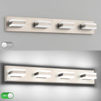 SOLFART Bathroom Light Fixtures Brushed Nickel Vanity Lights for Bathroom Above Mirror, 4 Light Led Lighting Fixture, Nickel Vanity Light,5 Color Temperature Adjustable Light Over Mirror