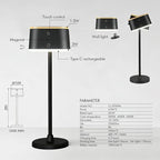 2 Pack Dual-Tone Rechargeable Cordless Desk Lamp – Black Portable Table Light, Type-C Charging Table lamp, Touch Control, 3 Color Temps, Stepless Dimming for Reading Study Bedside