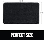KANGAROO Bathroom Rugs, Chenille Soft Absorbent Bath Rug, Shaggy Shower Mat, Quick Dry Machine Wash Bathmat, Plush Carpet Mats for Tub, Bathtub and Room Home Decor Accessories, 24x17, Black