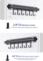 16.5" Valet Rod for Closet Pull Out With 6 Hooks Valet Rods for Closets (2Pack Black) Closet Valet Rod Slide Out
