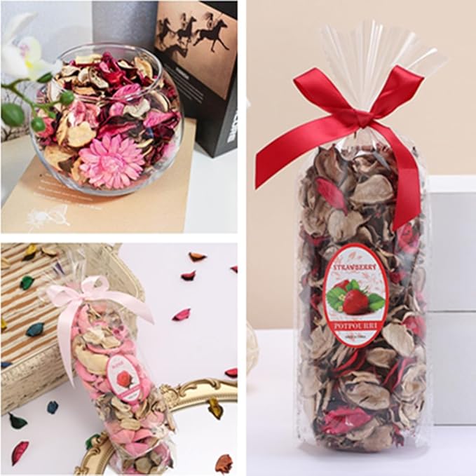 Purple Lavender Potpourri Bowl Dried Flowers, 3PCS Spring Strawberry Potpourri Bowl Filler Rose Vase Bowl Filler Decorative for Perfume Home Decoration Long Lasting Aroma (Lavender , Rose, Strawberry)