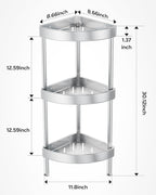 Nieifi Corner Shower Caddy Stand-3 Tier Rustproof Anodized Aluminum Standing Shower Organizer-Shower Caddy Corner-Dual Stability to Anti-Shaking-Height-Adjustable Legs for Uneven Surfaces-Silver