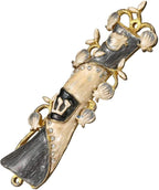 Matashi Hand Painted Mezuzah Gold Plated and Crystals (Grey & White Enamel)