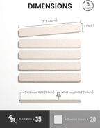 Fluxynara Cork Board Alternative Felt Strip Board 5-Pack 13"x2", Office Pin Board with 35 Push Pins, Adhesive Install for Bedroom Door & Home Office(Oatmeal)