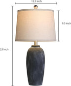 25“ Jar Table Lamps Set of 2, Ceramic Bedside Lamps for Bedroom, Black Farmhouse Nightstand Lamps for Living Room