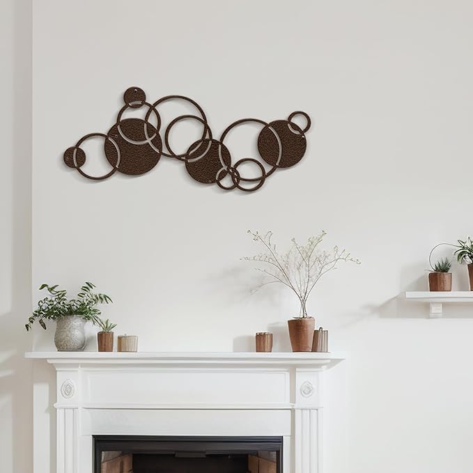 SIGNLEADER Metal Wall Art Decor Circle Shapes Minimalist Modern Abstract Wall Sculpture Hangings Home Decoration for Living Room, Bedroom, Bathroom, Kitchen, Outdoor - 24" Bronze