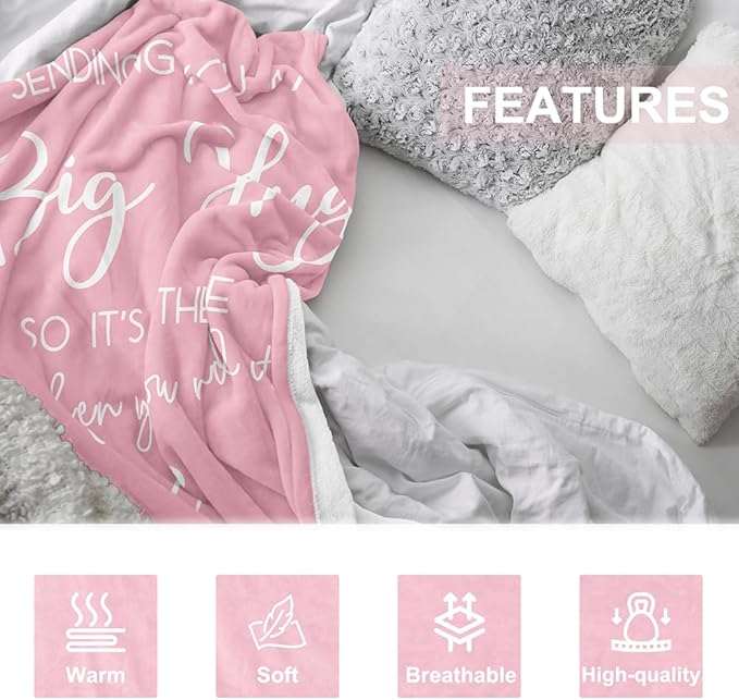 Pubrave Breast Cancer Gifts for Woman, Get Well/Inspirational/Sympathy/Thinking of You/Feel Better Gifts for Women, Healing Blanket Pink 60x50in