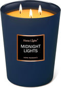 HomeLights Highly Scented Soy Candles Big 33.3 oz for Home. 3 Cotton Wicks, Smokeless Long Lasting 130 hrs in Midnight Lights. 5x6, Great Gift for Women & Men