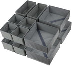 16 Pack Drawer Organizer Clothes, Foldable Fabric Dresser Organizer Closet Organizers and Storage Box for Underwear,Folded Clothes,Baby Clothing,Socks,Bra,Towels,Ties(Gray)