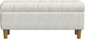 Homepop Home Decor | Tufted Ainsley Button Storage Ottoman Bench with Hinged Lid | Ottoman Bench with Storage for Living Room & Bedroom, Cream Textured Solid