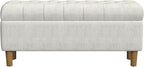 Homepop Home Decor | Tufted Ainsley Button Storage Ottoman Bench with Hinged Lid | Ottoman Bench with Storage for Living Room & Bedroom, Cream Textured Solid