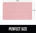 KANGAROO Bathroom Rugs, Chenille Soft Absorbent Bath Rug, Shaggy Shower Mat, Quick Dry Machine Wash Bathmat, Plush Carpet Mats for Tub, Bathtub and Room Home Decor Accessories, 24x17, Light Pink