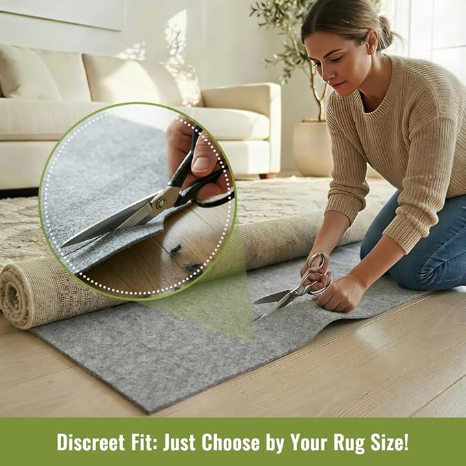 Felt Rug Pad with Gripper Dots, 2x3 Ft Non-Slip Rug Underpad with PVC Backing, 1/6" Thick Cushioned Carpet Pad Gripper for Hardwood Floors, Vinyl & Tile, Under Rug Padding Floor Protection