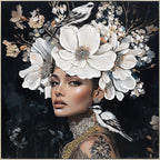 YPGEAME Vintage Wall Art, 3D Oil Texture Paintings Wall Decor, Floral Woman Wall Art, Room Aesthetics Decorative Modern Floral Art Women for Living Room, Bedroom, Office, 40x40 in