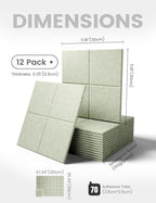 Large Felt Bulletin Board 48" x 36" Cork Board Alternative-12 Pack with 70 Safe Removable Adhesive Tabs, Cork Boards for Walls Cork Board for Home Office Classroom Pin Board - Sage Green