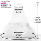 Bed Canopy with Double Circle White Feather Dream Catcher and 50 LED Fairy String Lights, Mosquito Net - Unique Style Dome Bed Netting Canopy Curtains Canopy - Suggested for Twin Full Queen King Bed