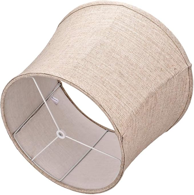Tootoo Star Brown Large Drum Lamp Shade for Chandeliers Floor Light and Table Lamp,12x16x11" Spider,Fabric Natural Linen Hand Crafted (Brown)