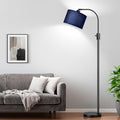 【Upgraded】 Dimmable Matte Black Floor Lamp, 1202 Lumens LED Bulb Included, Arc Floor Lamps for Living Room Modern Standing Lamp with Blue Shade, Tall Lamp for Living Room Bedroom Office Reading Room