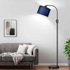 【Upgraded】 Dimmable Matte Black Floor Lamp, 1202 Lumens LED Bulb Included, Arc Floor Lamps for Living Room Modern Standing Lamp with Blue Shade, Tall Lamp for Living Room Bedroom Office Reading Room