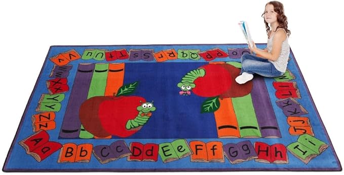 KIDCARPET.COM Book It Rectangle Classroom Rug | Bordered Area Rug for Preschool Daycare Learning, 7'6" x 12'