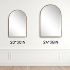 Arched Wall Mirror for Bathroom, 20"x30"-Ornate Decorative Bathroom Mirror with Beaded Metal Frame - Modern Distressed Hanging Wall Decor for Bedroom/Living Room/Entryway-Antique Gold Mirror