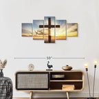 Elephant Stock Holy Cross Wall Art Multi Piece Canvas - 5 Panel Christian Pictures Decor - Digital Design Canvas Print - Christian Wall Decor - 42" X 19"
