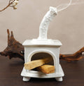 Handmade White Ceramic Fireplace Palo Santo Holder &Sage/Cone Incense Dish for Energy Cleansing Zen Meditation Altar Decor for Yoga Spa | Mindfulness Aromatherapy Gift for Women Anxiety Relief