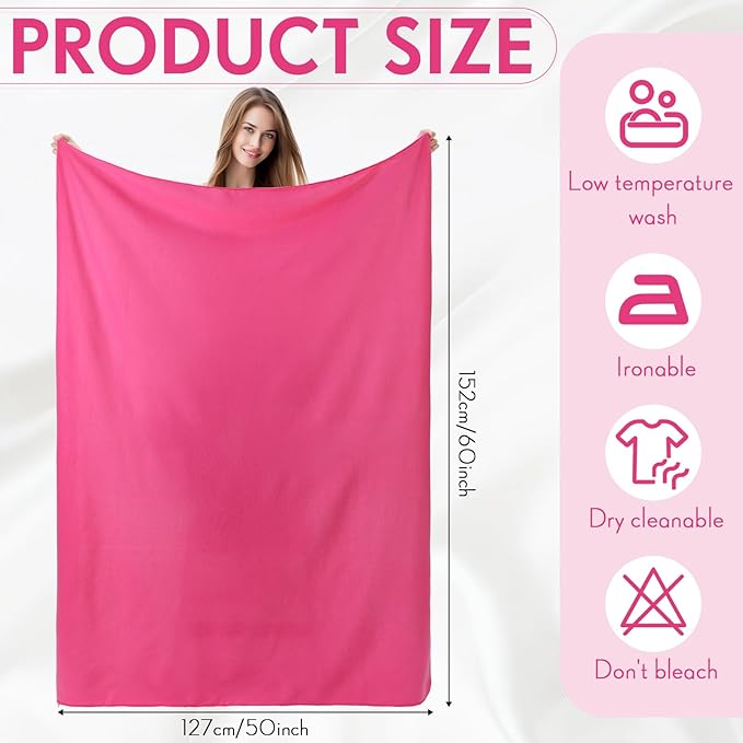 Shimeyao 24 Packs Fleece Throw Blanket Soft Warm Lightweight Fleece Blanket Cozy Throw Bulk for Bed Couch Sofa Home Office Wedding Gifts Suitable for Seasons, 50 x 60 Inches(Azalea Pink)