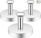 Neosmuk Magnetic Coat Hook,130lb+ Strong Extra Heavy Duty Magnet Hooks,Magnetic Wreath Hanger/Holder for Metal Doors,Purse,Towel,Stocking,Cruise Cabin,Silver,3 Pack