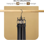 ZEDODIER Belt Hanger, 4 Pack Rotatable Belt Rack Closet Accessories Organizer, Maximum 24 Storage Capacity, Hanging Holder Storage Hook for Belt, Bra, Tank Top, Tie, Scarf, Purse, Black