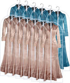 Garment Bags for Closet Storage (set of 12) Wedding Dress Garment Bag Clothes Bags for Storage Plastic Waterproof Dress Cover with Zipper for Dresses, Coats, Uniforms, Long Coats, Trench 24'' x 60''