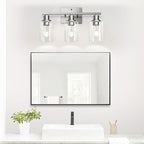 3-Light Bathroom Light Fixtures, Vanity Light with Clear Glass Shades, Brushed Nickel Bathroom Light Fixtures Over Mirror, Modern Bathroom Wall Lamp for Mirror Living Room Cabinet Bedroom