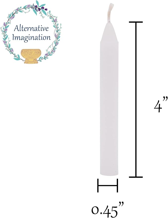 Alternative Imagination White Chime Candles - 20 Pack of Unscented 4 Inch Mini Taper Candles - Dripless Long Burning Ritual Candles for Meditation, Spell Work, Cleansing, Peace & Home Decor