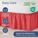 Wrap Around Dust Ruffle Bed Skirt - Red - for King Size Beds with 15 Inch Drop - Easy Fit Elastic Strap - Adjustable Pleated Bedskirt w/Brushed Fabric - Wrinkle Free - for Women, Men, Kids & Teens
