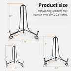 Iron Plate Stands for Display,Foldable Book Holder & Easel Stand for Sign, Versatile Poster Stand and Small Plate Stand for Home Decor, Art, Photo Frame, Card, Crystal Display (Black, 4 6 8 inch (6Pcs))