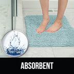 KANGAROO Bathroom Rugs, Chenille Soft Absorbent Bath Rug, Shaggy Shower Mat, Quick Dry Machine Wash Bathmat, Plush Carpet Mats for Tub, Bathtub and Room Home Decor Accessories, 36x24, Seafoam