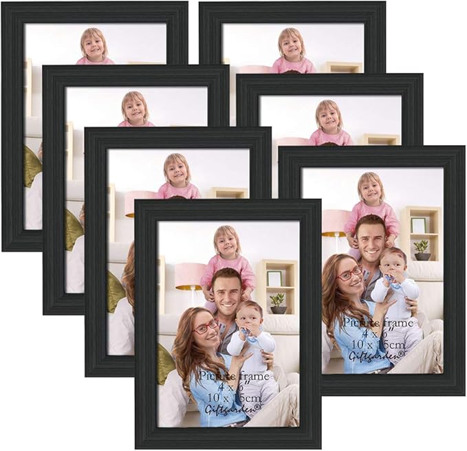 Giftgarden 4x6 Picture Frame Black 7 Pack 4 by 6 Photo Frames Set for Wall or Tabletop Display