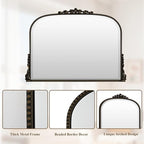 Wall Beaded Mirror, 36 x 27 Inch Round Top Right Angle Wall Mirror, Tempered Glass, Rust Resistant, Horizontally or Vertically Hanging, Bronze