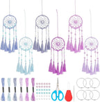 INFUNLY 6 Set Small DIY Dream Catcher Kit - Making Kit for Handmade Dream Catcher, Christmas Decor, Bag Pendant, Car Mirror Hanger, Winter Wall Hanging, Room Decor