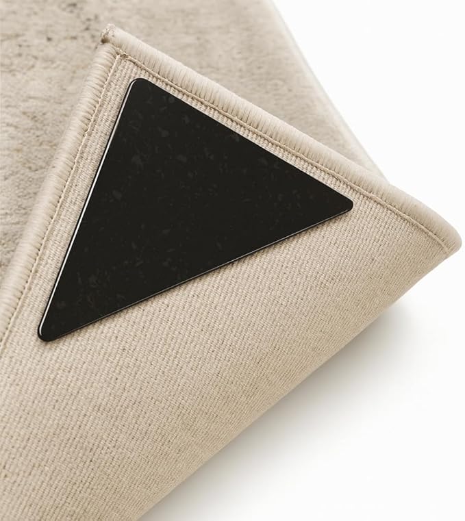 Rug Pad Grippers for Hardwood Floors and Tiles Non-Slip, Reusable and Washable Dual-Sided Adhesive Pads to Keep Area Rugs Secure and Corners Flat (Black) (12, Rectangular)