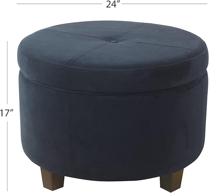 HomePop Large Velvet Storage Ottoman - Navy